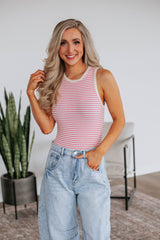 April Striped Bodysuit - Bubblegum Mix