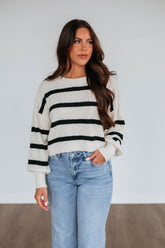 Aubriana Striped Sweater - Black Mix
