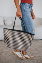 Keeley Checkered Tote Bag - Black