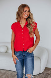 Camry Cardigan Top - Cherry
