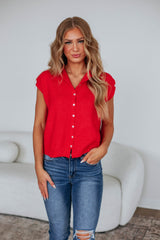 Camry Cardigan Top - Cherry