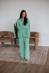 Cayla Striped Pants - Kelly Green Mix