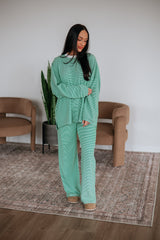 Cayla Striped Pants - Kelly Green Mix