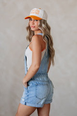 Dylan Hidden Short Overalls - Light Wash