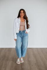 Harlow Hidden Denim Shacket - Ivory
