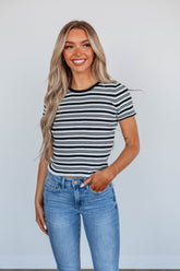 Kilah Striped Top - Black Mix