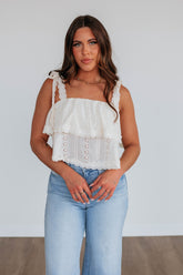 Mabel Eyelet Tank - Cream