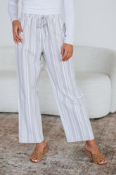 Marlowe Striped Pants - Sand Mix