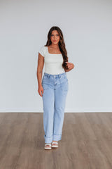 Nicola Ribbed Bodysuit - Cream