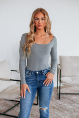 Nicolette Basic Bodysuit - Heather Grey