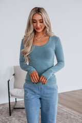 Karigan Ribbed Top - Dusty Coast
