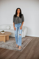 Odilia Lace Blouse - Charcoal