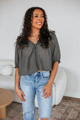 Odilia Lace Blouse - Charcoal