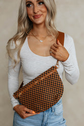 Patsy Checkered Bum Bag - Espresso