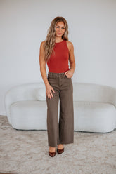 Linsley Wide Leg Pants - Mocha