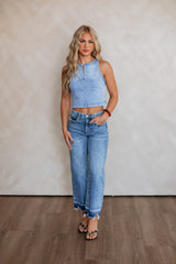 Abbey Hidden Denim Tank - Light Wash