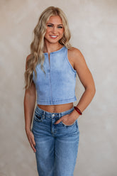 Abbey Hidden Denim Tank - Light Wash