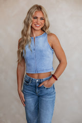 Abbey Hidden Denim Tank - Light Wash