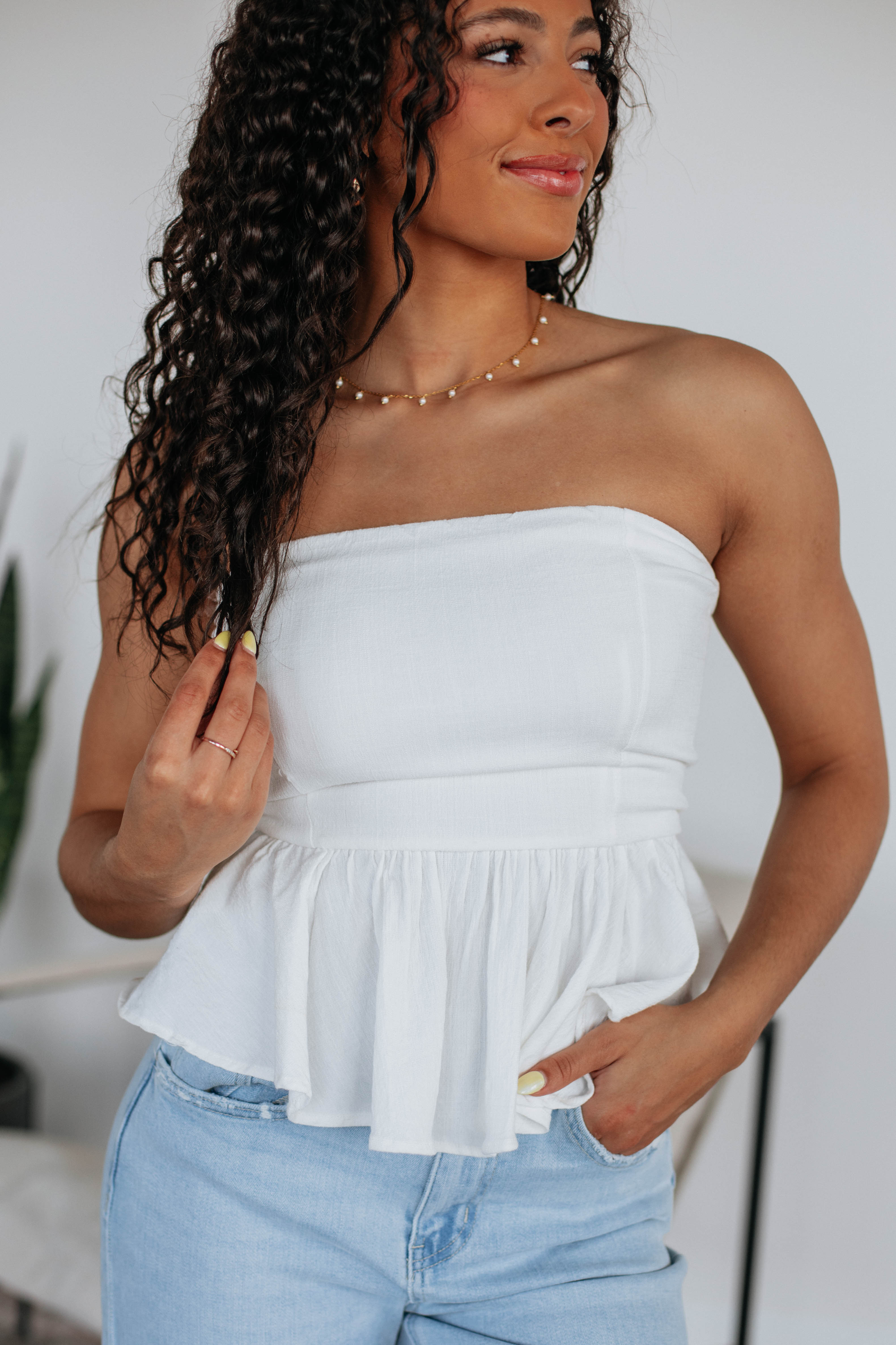Amiah Peplum Top - Ivory