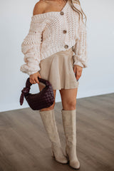 Aria Leather Skirt - Khaki