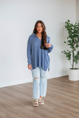 Bronwen Oversized Top - Steel Blue