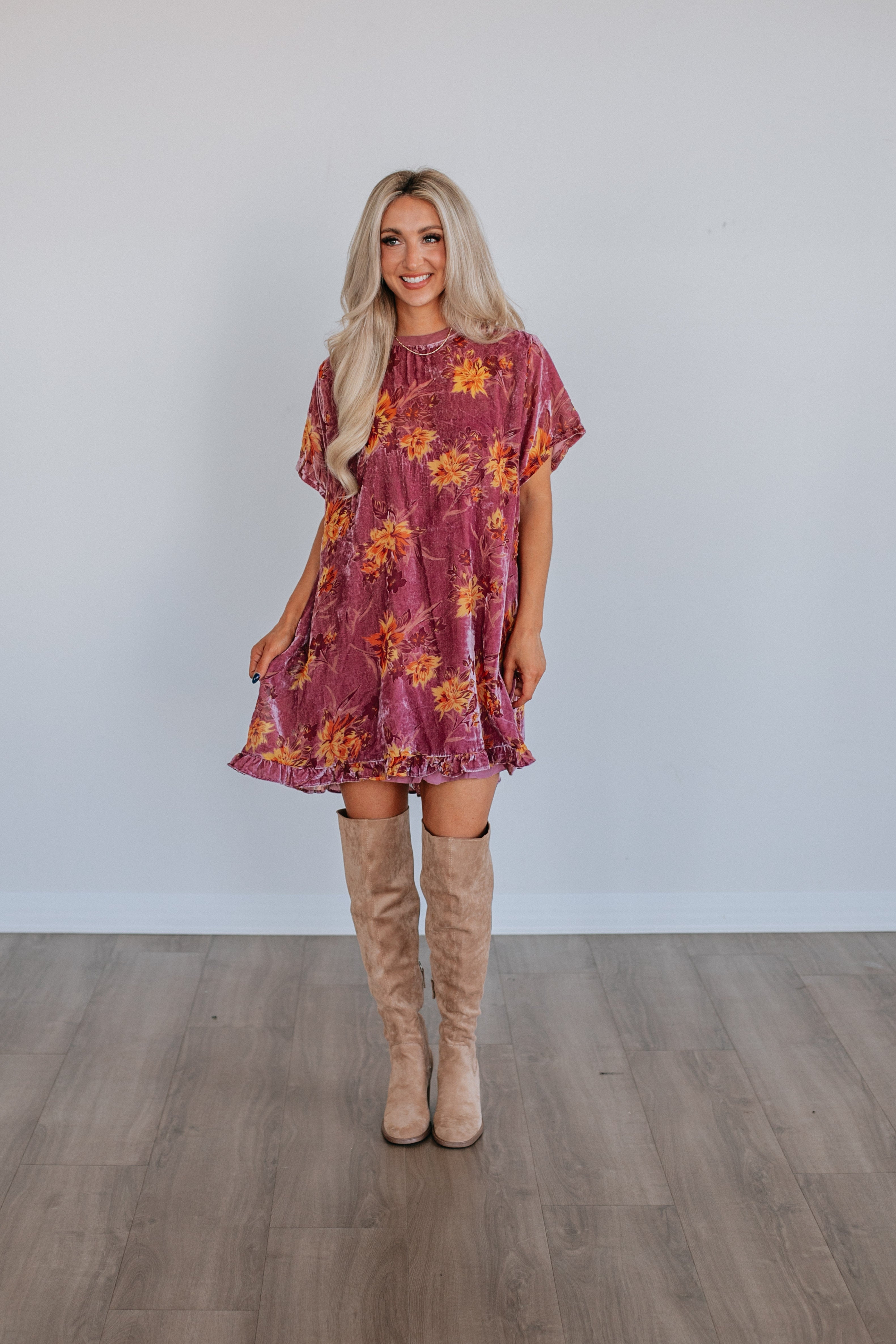Verity Floral Velvet Dress