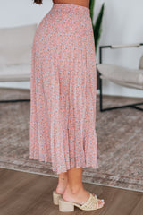 Ashie Pleated Floral Skirt - Mauve Mix