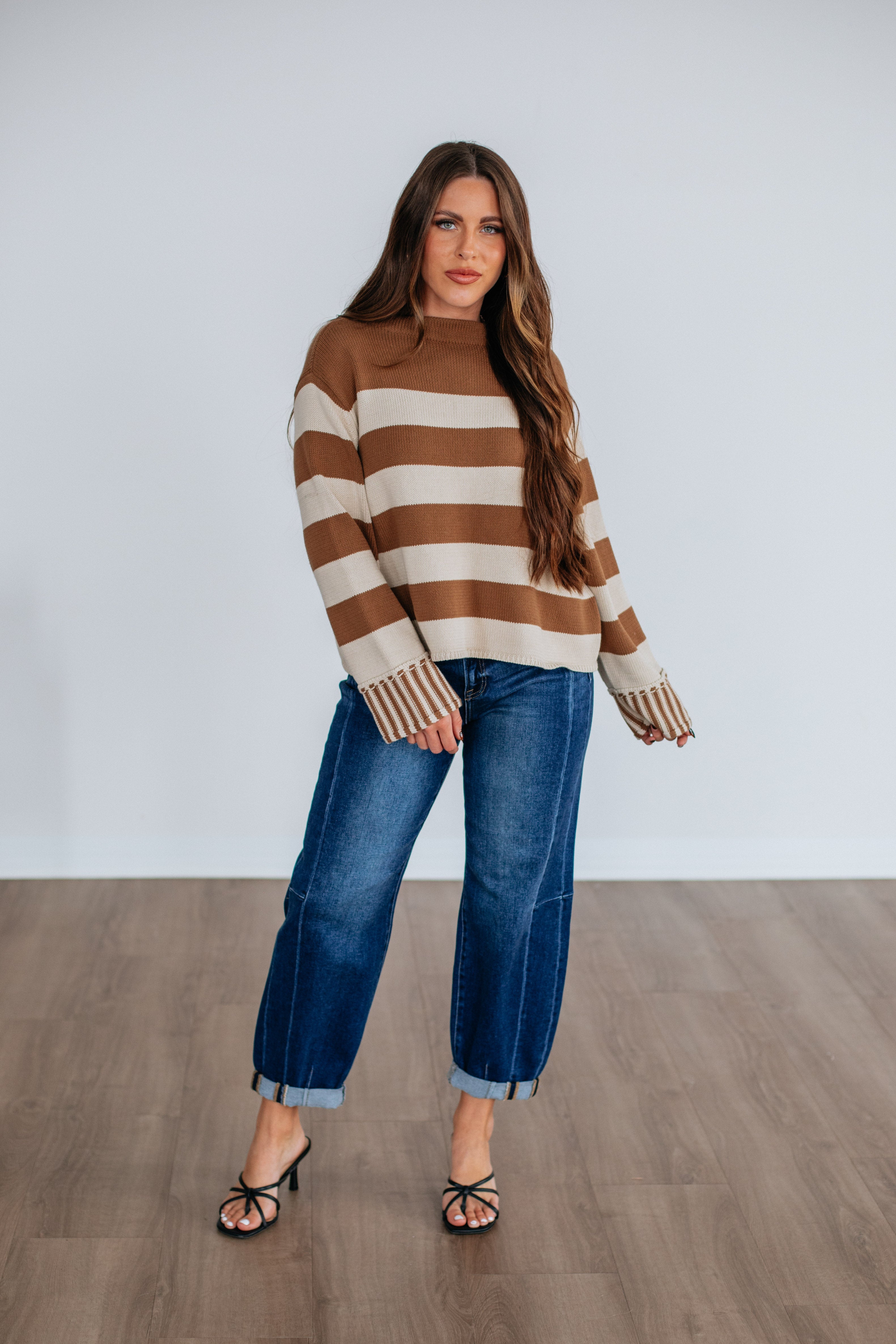 Candyce Striped Sweater - Camel