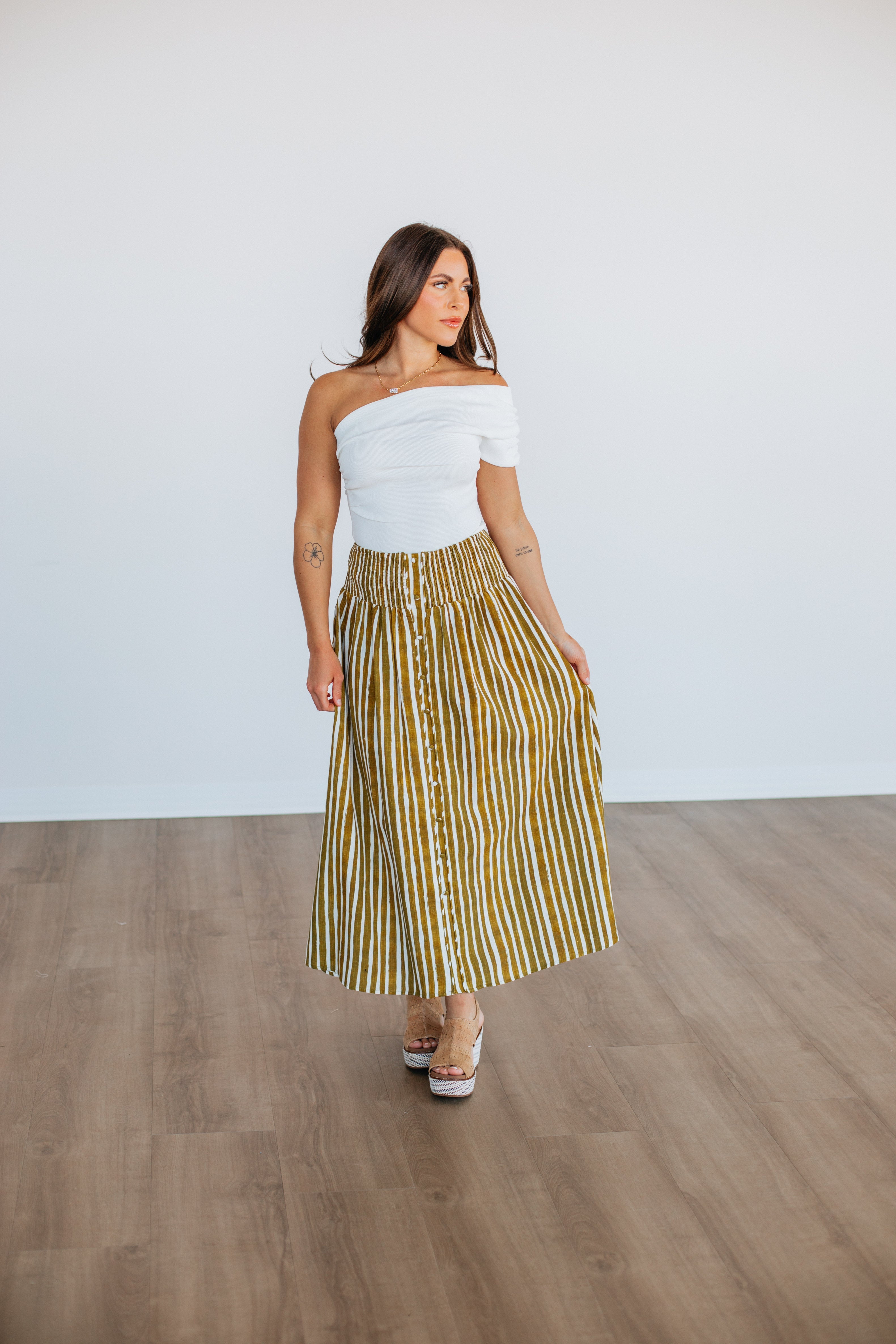 Zoya Striped Skirt - Lemongrass Mix