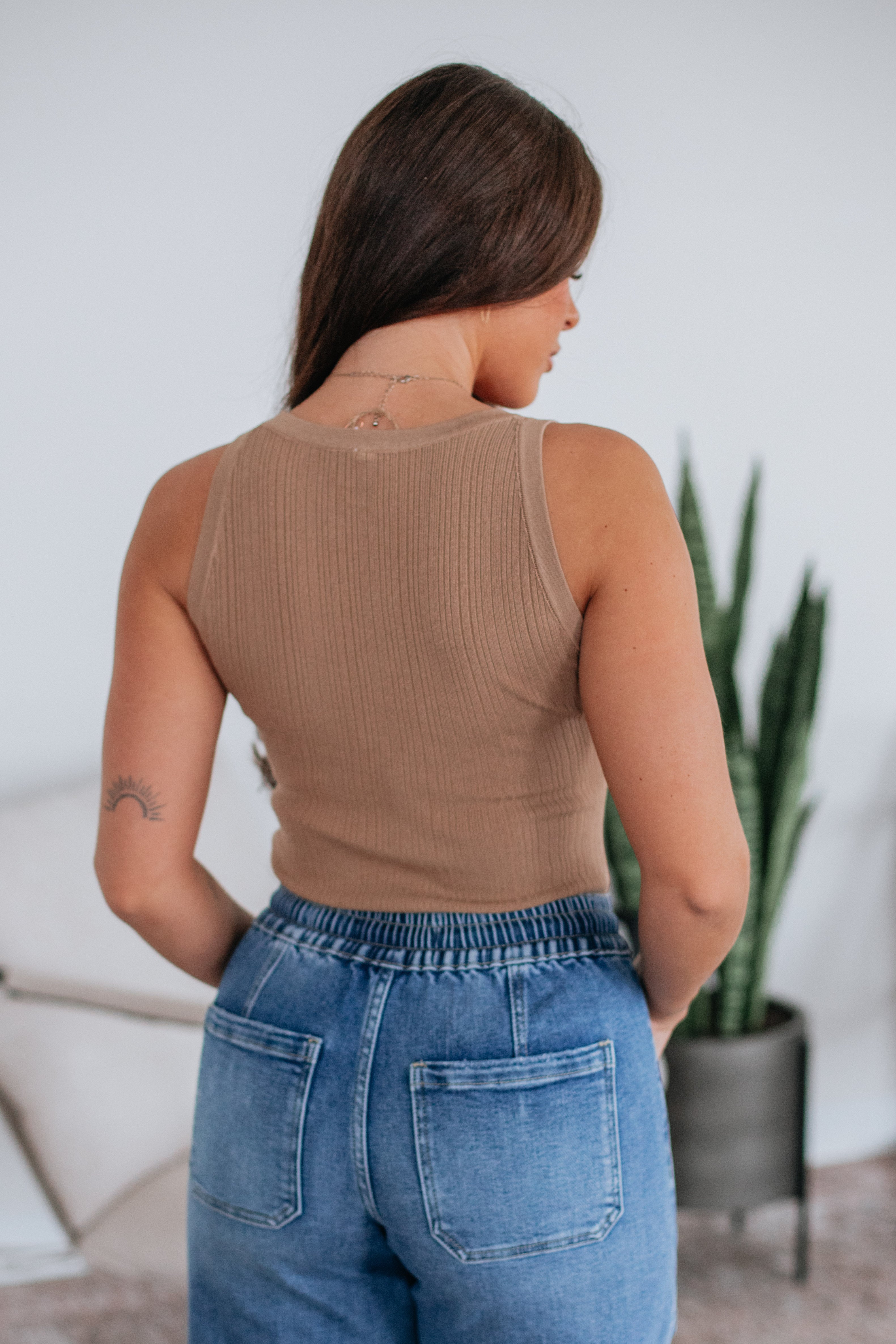 Dulcia Ribbed Bodysuit - Camel