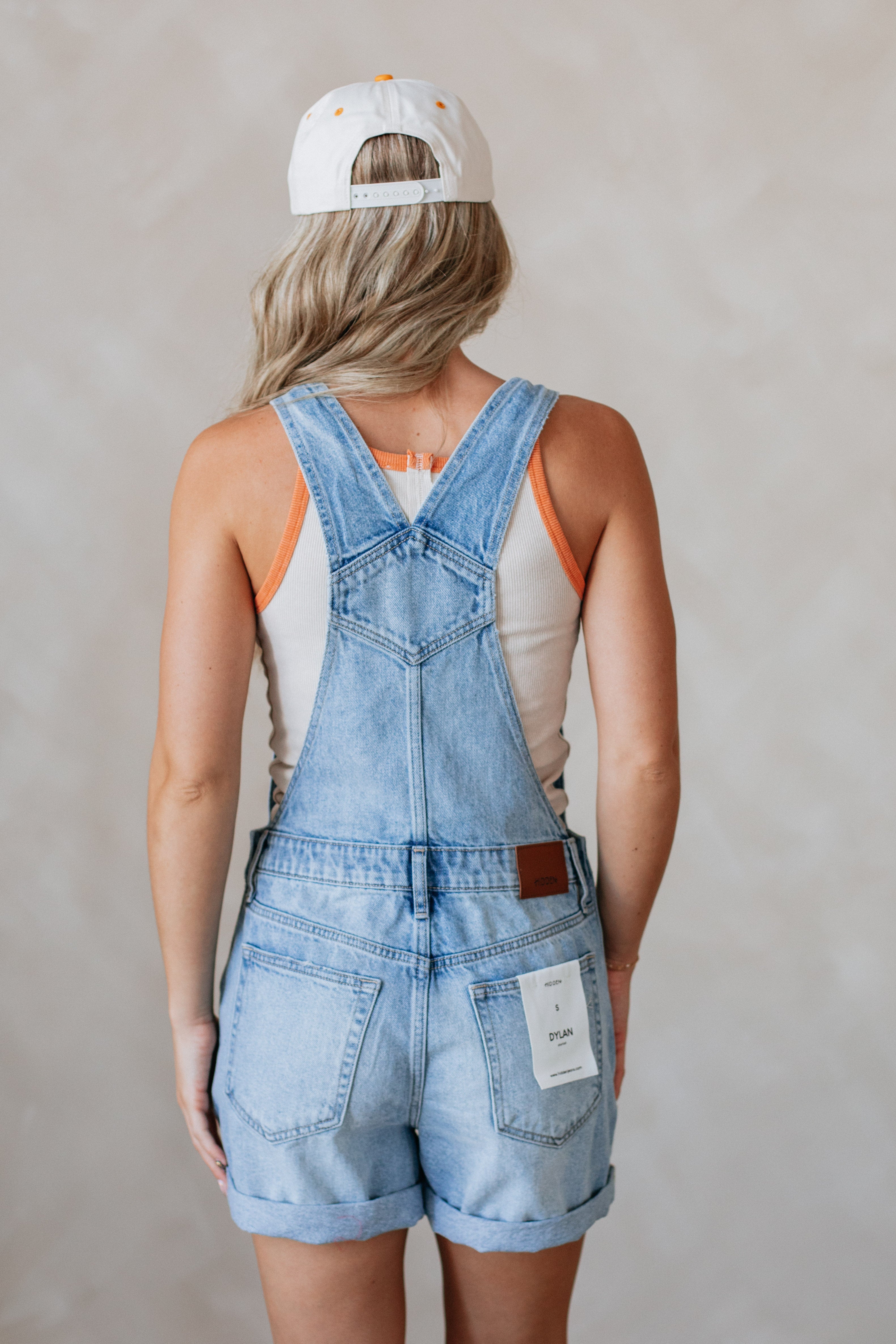 Dylan Hidden Short Overalls - Light Wash