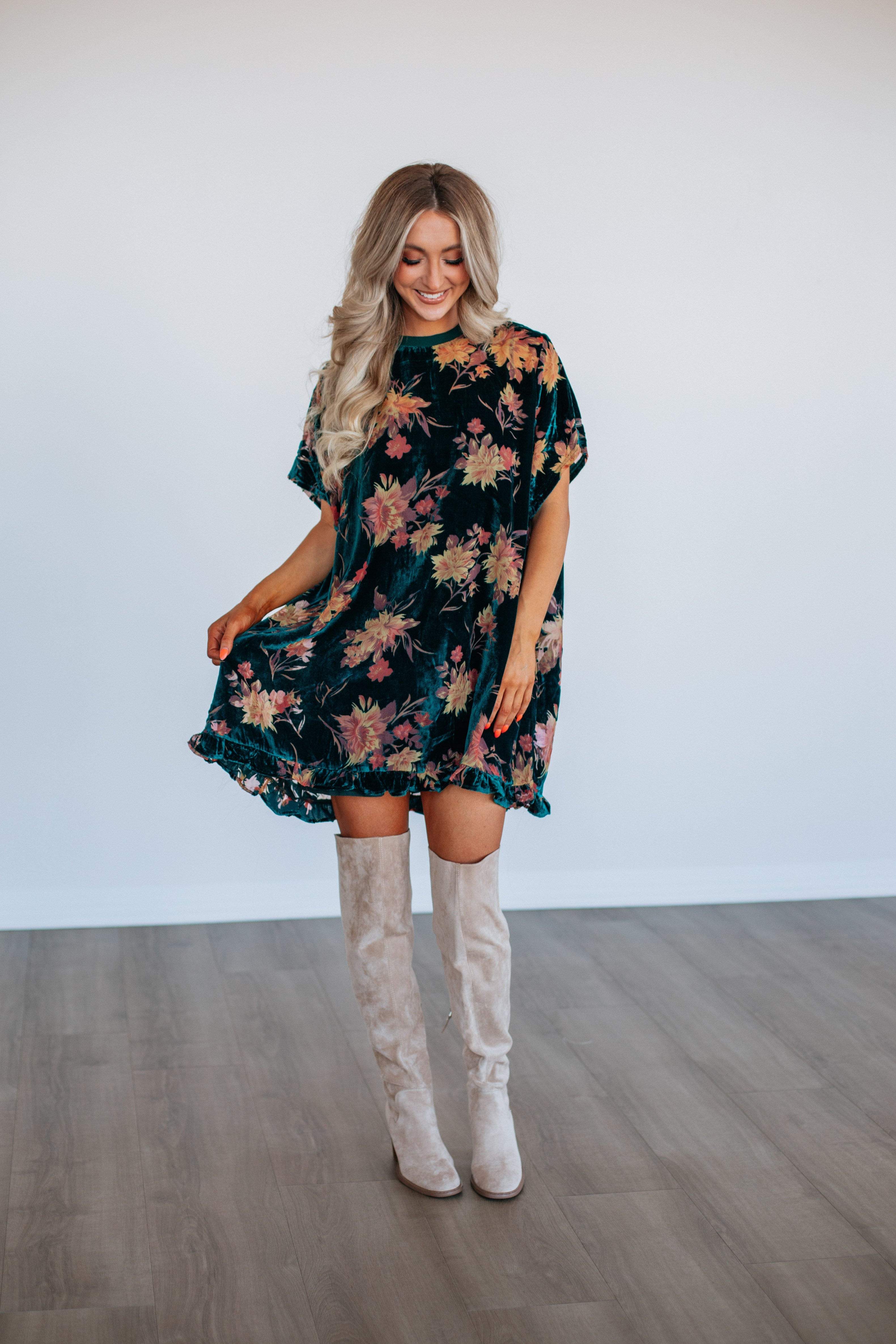 Verity Floral Velvet Dress
