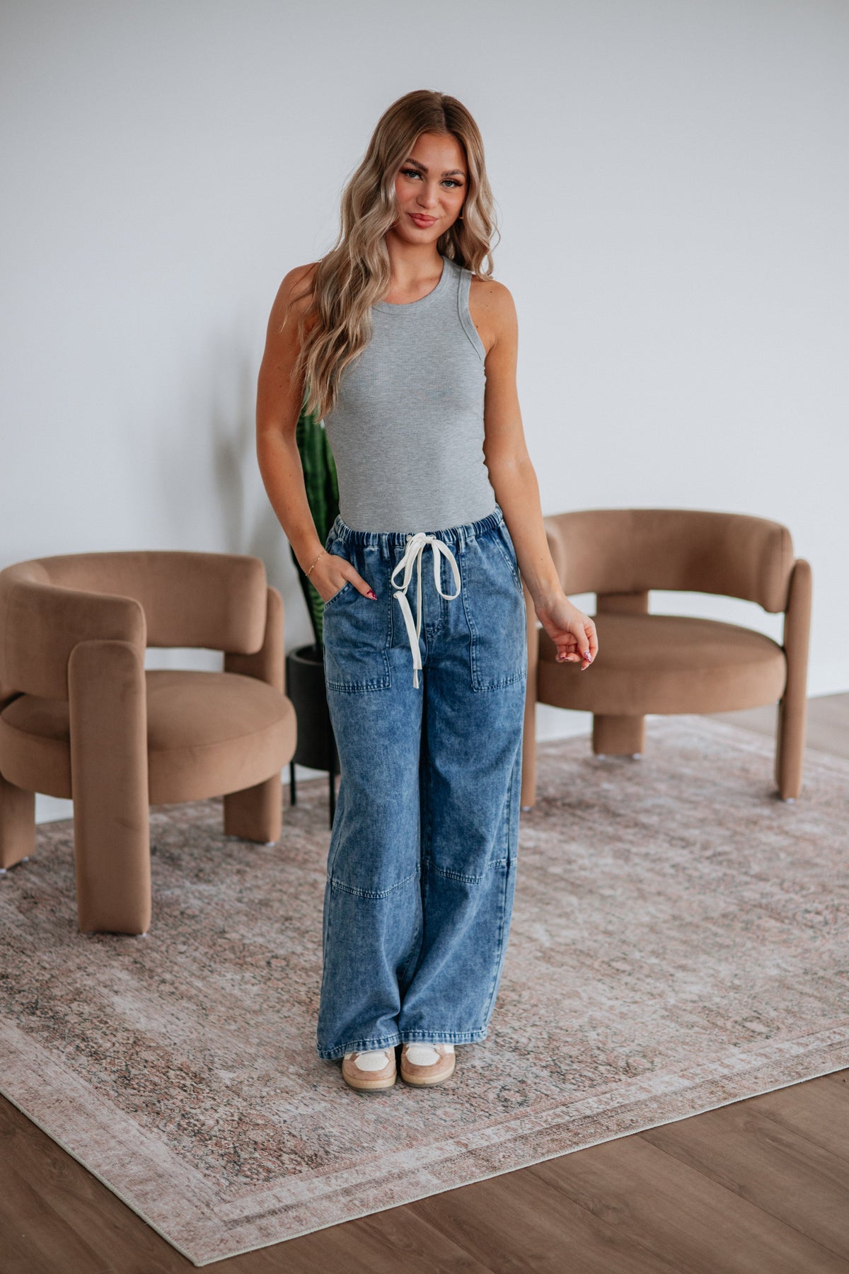 Twila Wide Leg Pants - Medium Wash