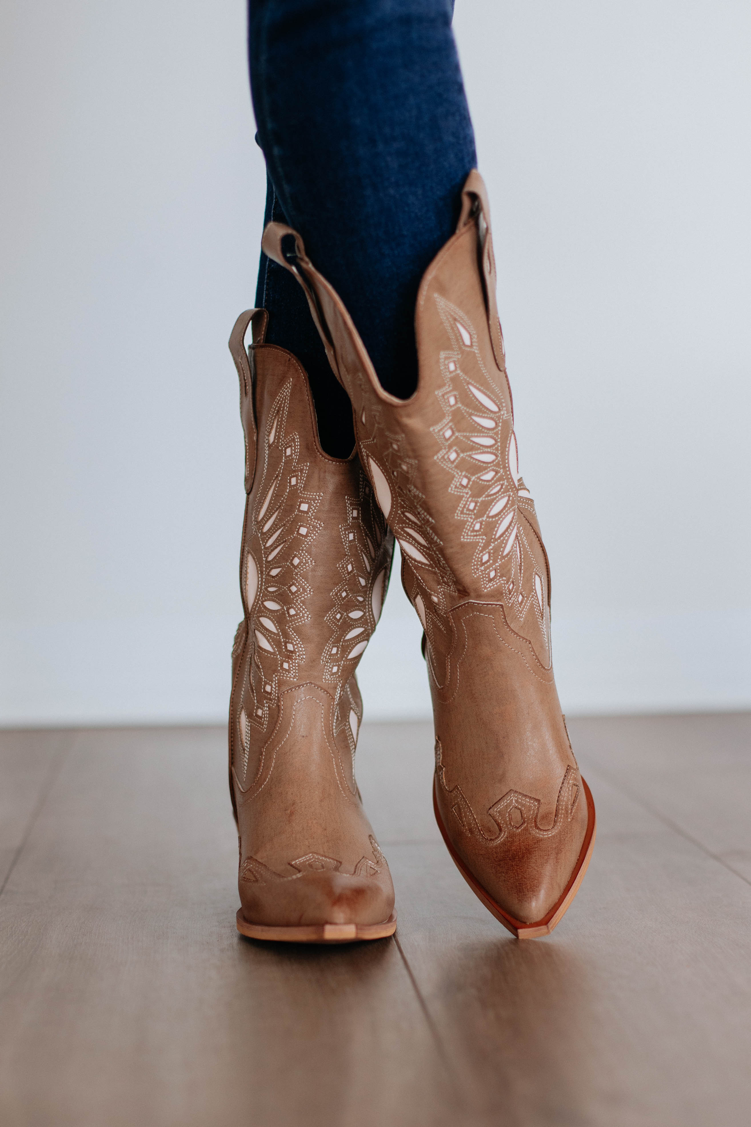 Someone Else's Problem Cowgirl Boots - Tan