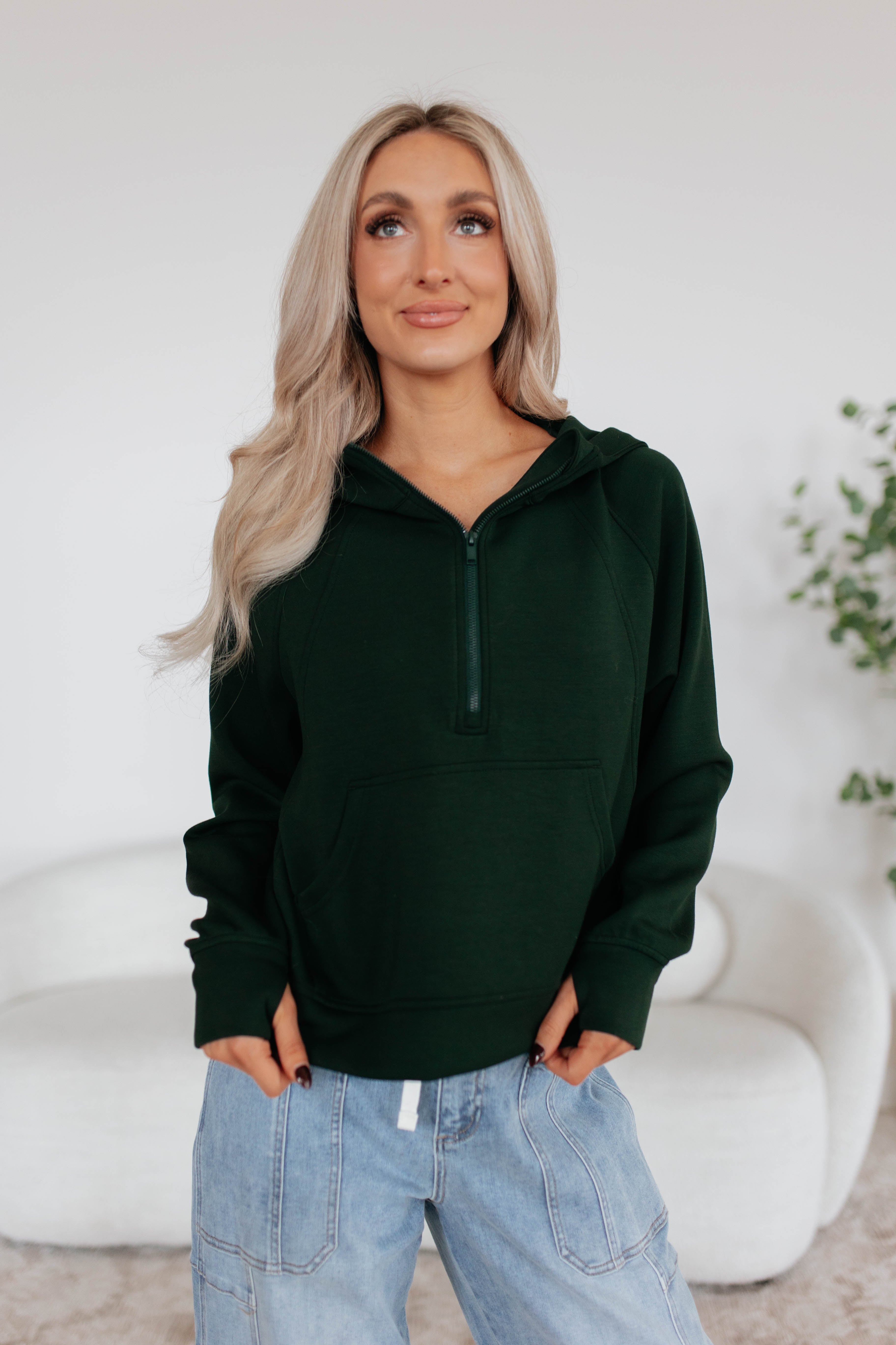 Aubrie Half-Zip Pullover - Hunter Green