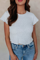 Tara Waffle Knit Top - Grey Melange