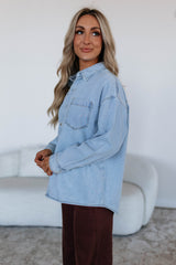 Jersie Denim Shacket - Light Wash
