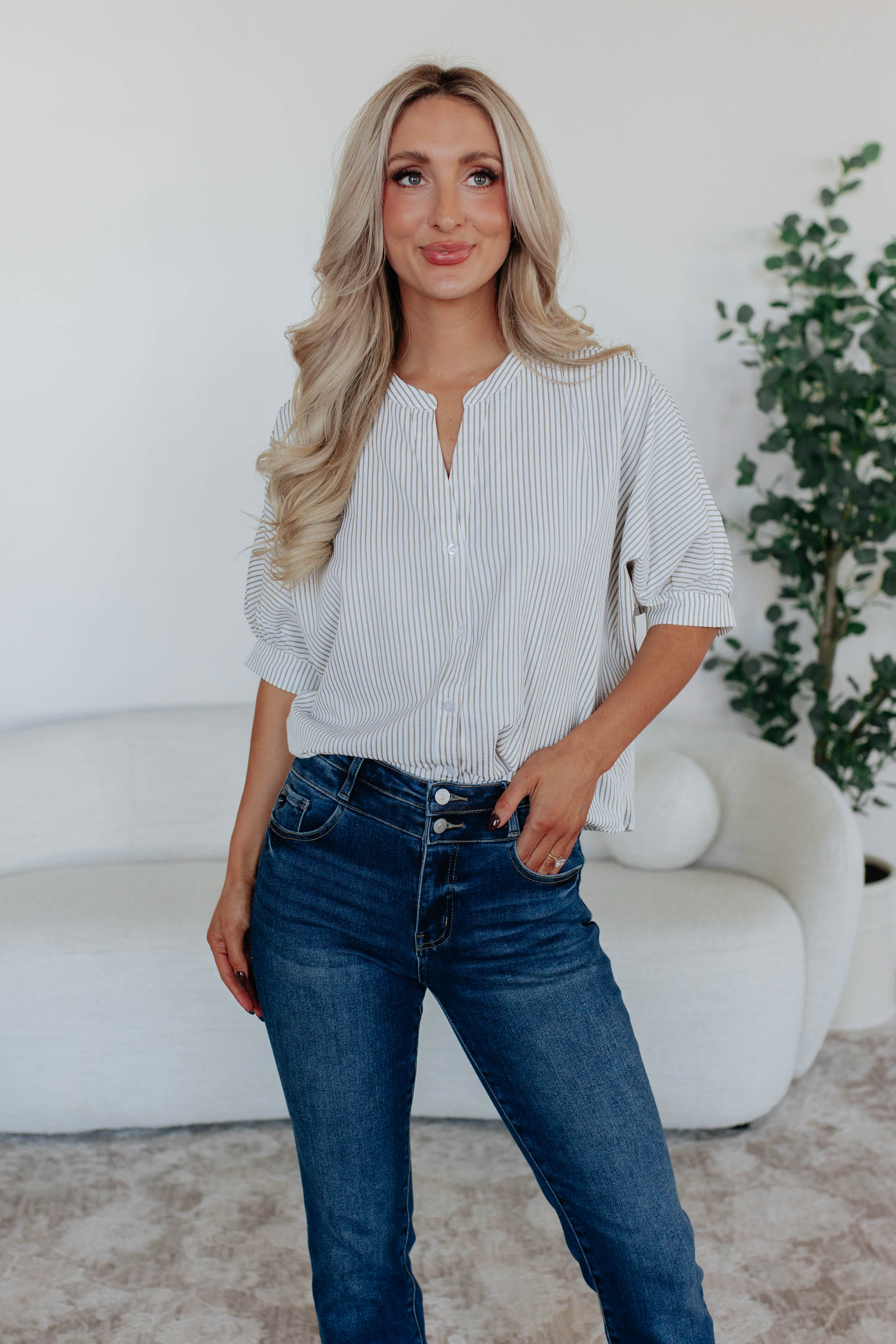 Lorraine Pinstripe Top
