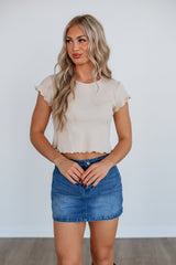 Tara Waffle Knit Top - Beige