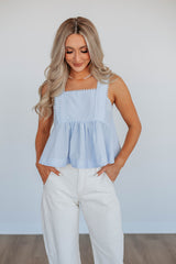 Janine Babydoll Tank - Powder Blue