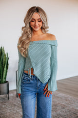 Kalinda Off The Shoulder Top - Dusty Mint