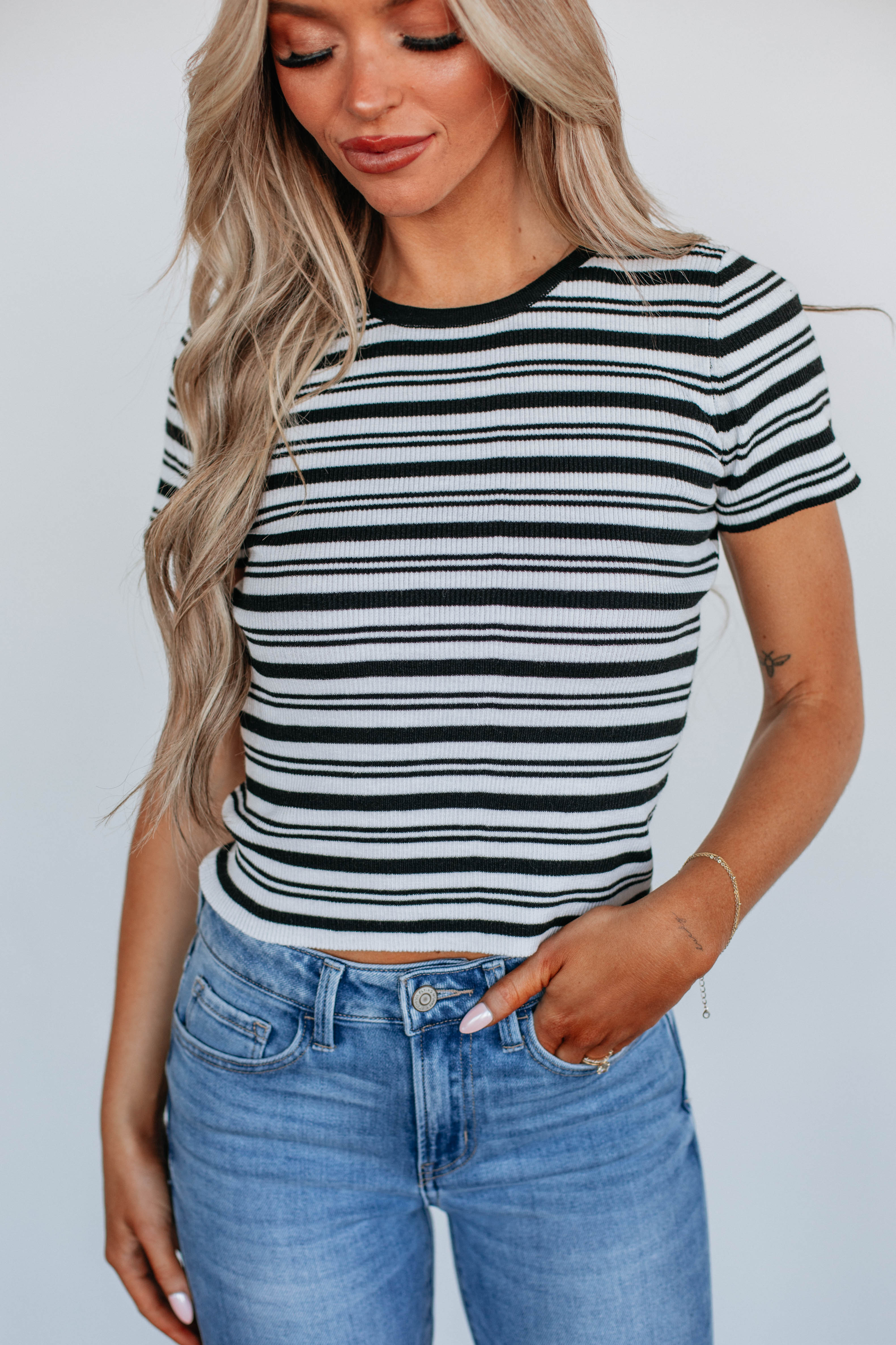 Kilah Striped Top - Black Mix