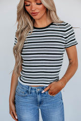 Kilah Striped Top - Black Mix