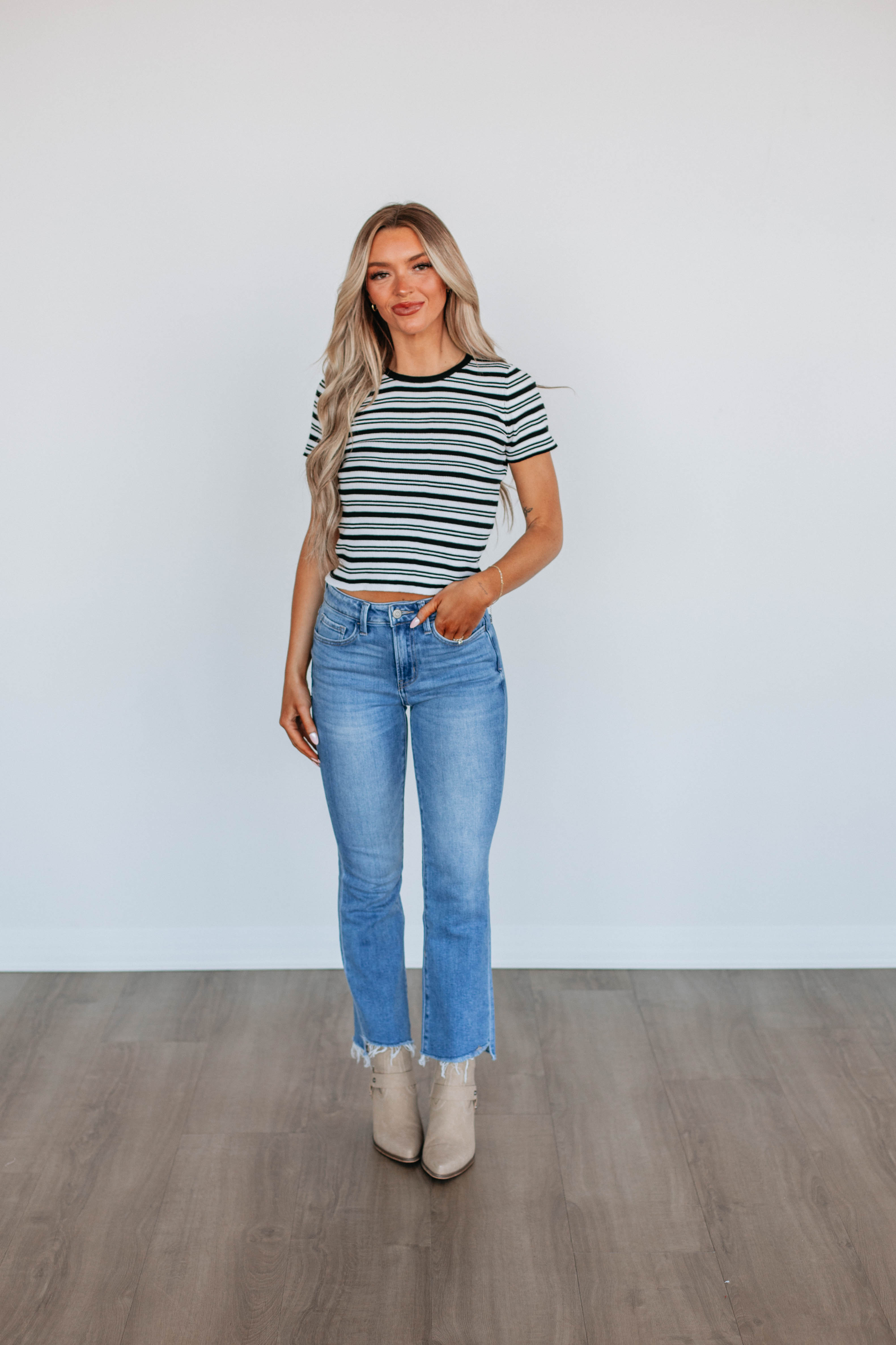 Kilah Striped Top - Black Mix