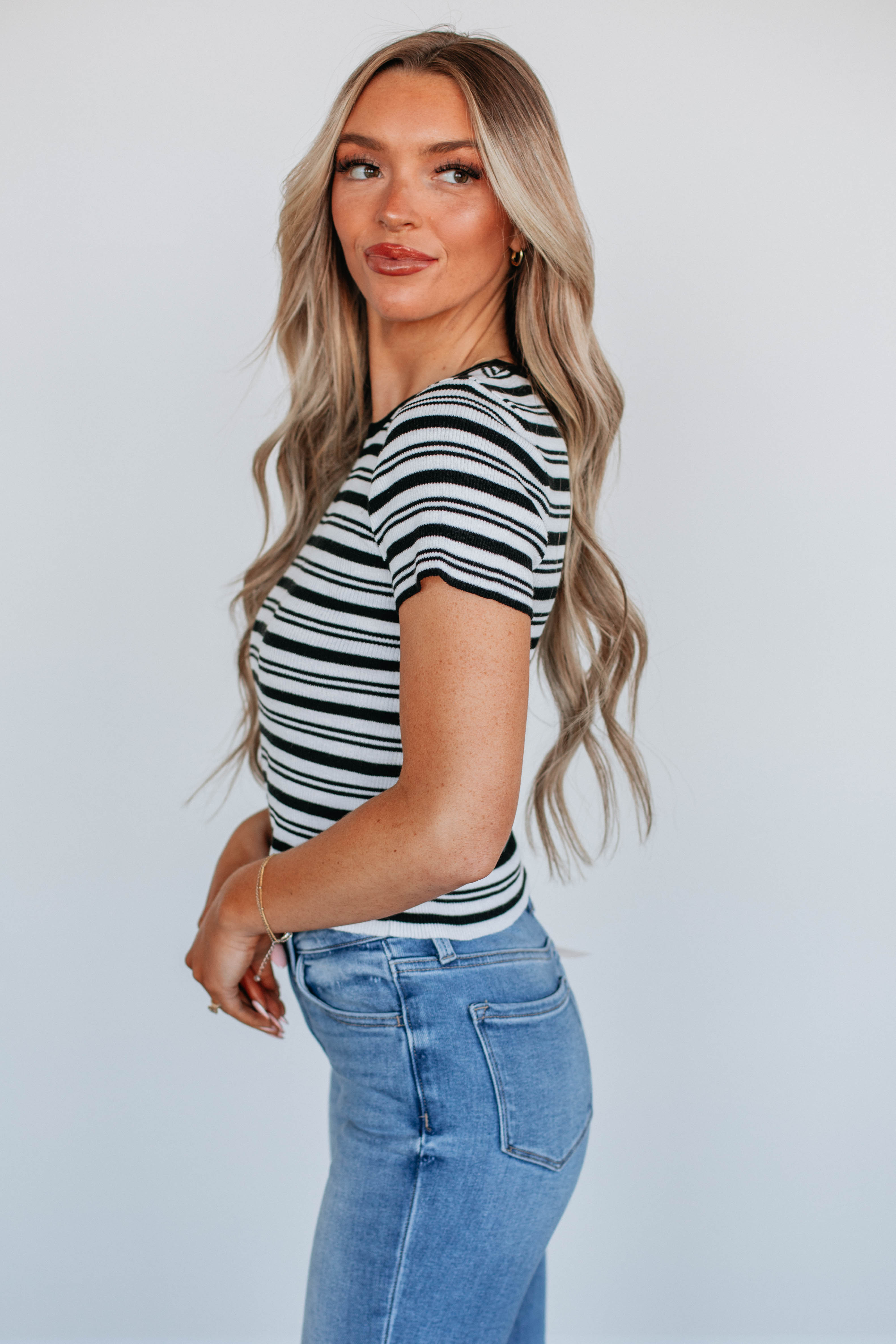 Kilah Striped Top - Black Mix