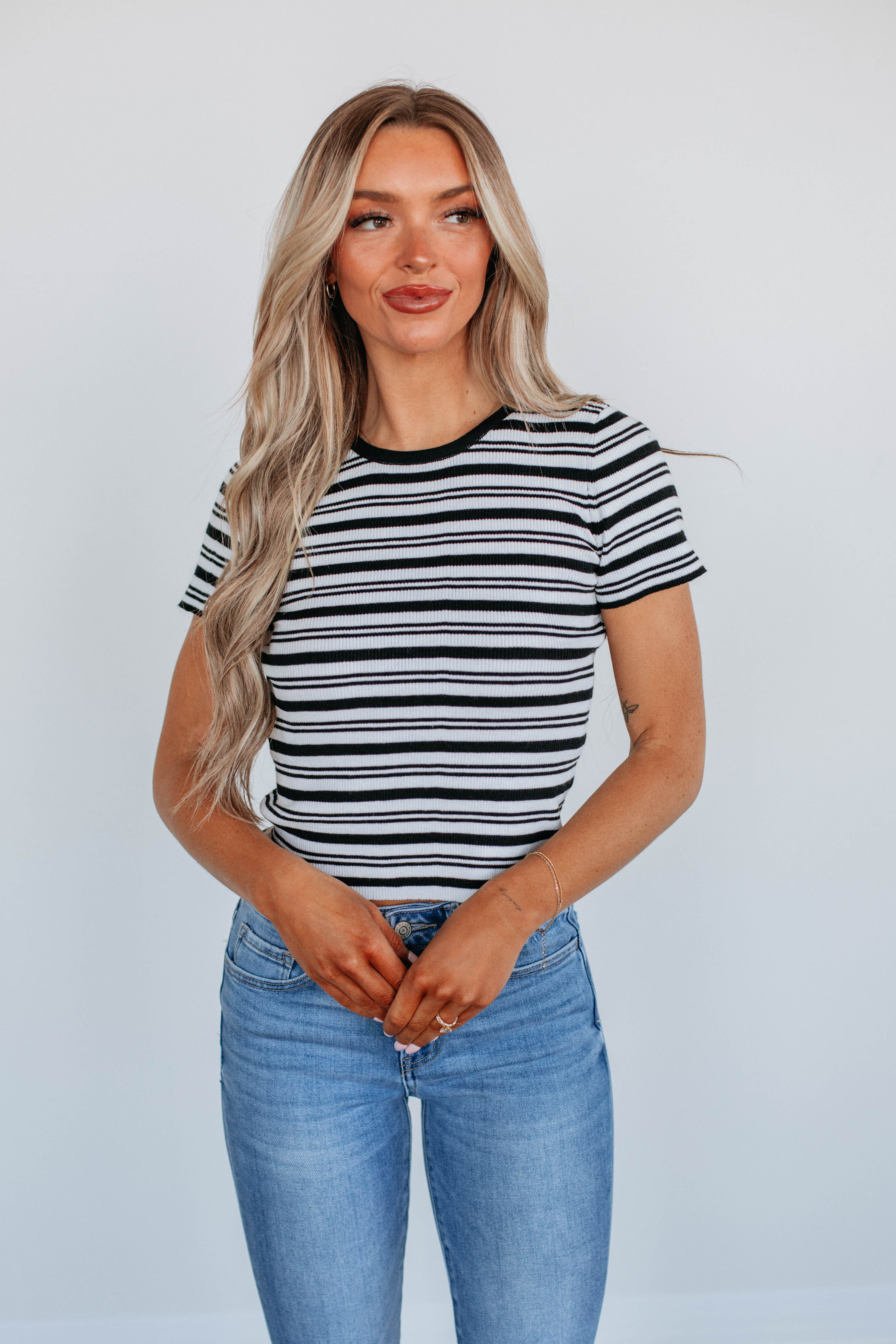Kilah Striped Top - Black Mix