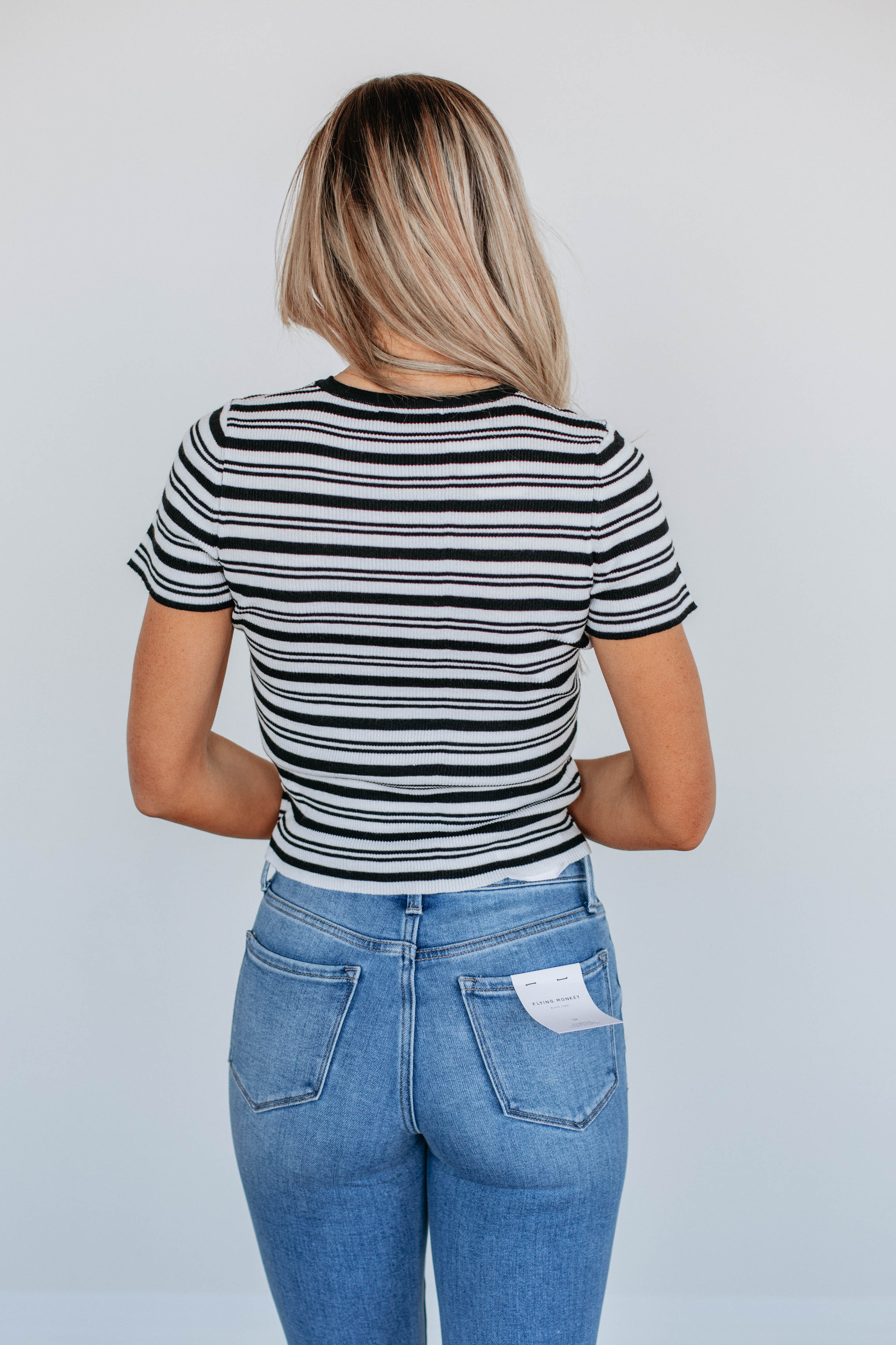 Kilah Striped Top - Black Mix