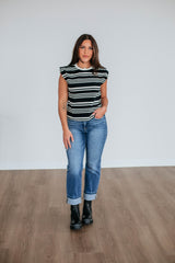 Lyndy Striped Top - Black Mix