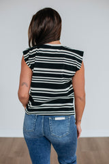 Lyndy Striped Top - Black Mix