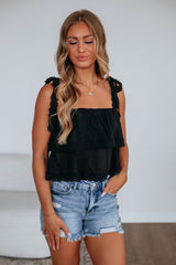 Mabel Eyelet Tank - Black